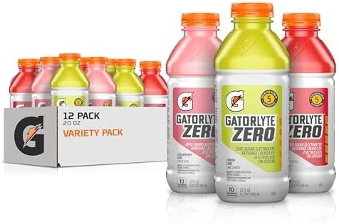 Gatorlyte Zero Variety Pack, Zero Sugar Hydration, 20 Fl Oz (Pack of 12)