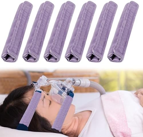 6 Packs Satin CPAP Strap Covers Soft, CPAP Mask Cushions, Breathable CPAP Strap Cushions, CPAP Hair Protector for Women, Universal Silk CPAP Strap Covers for Reducing Red Marks (Light Purple)