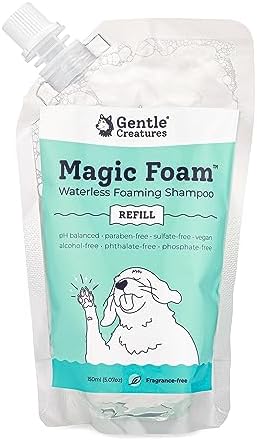 GENTLE CREATURES Magic Foam - Refill - Sulfate-Free, Waterless Shampoo Paw Cleaner for Dogs, Cats, Pets - Dry Shampoo, Foot Cleaner Brush - with Orange, Odor Control Wash - Good for Puppy