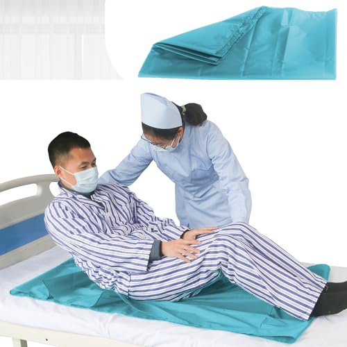 Sky Blue Tubular Slide Sheet for Patient Transfer ，Washable & Reusable Draw Sheets, Sliding Board Suitable for Cars, Vehicles, Wheelchairs, Hospitals, Bed Transfers, Nursing Home Care，53" x 28"