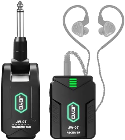 JOYO Wireless in Ear Monitor System 2.4G Wireless IEM System with Transmitter Clip on Receiver Automatic Pairing in-ear Monitoring for Studio,Guitar,DJ,Live Performance (JW-07)