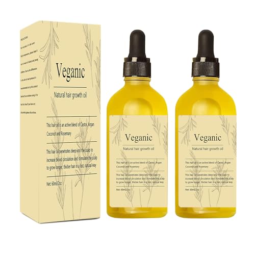 Veganic Natural Hair Growth Oil,2 Pcs Hair Growth Oil, Rosemary Oil for Hair Growth Organic, Veganic Hair Oil for Dry Damaged Hair and Growth