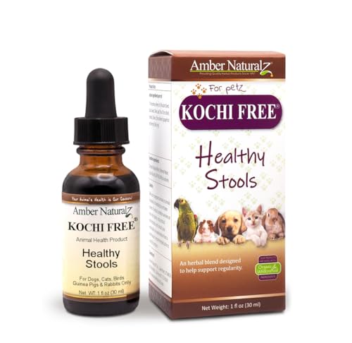 Amber NaturalZ Kochi Free Herbal Supplement for Dogs, Cats, Birds, Guinea Pigs, and Rabbits | Pet Herbal Supplement for Healthy Stool Support | 1 Fluid Ounce Glass Bottle | Manufactured in The USA