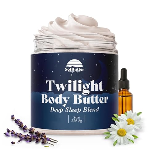 PURPLE CANYON Twilight Deep Sleep Whipped Body Butter 8oz | Lavender Chamomile Night Cream with Magnesium & Melatonin | Hydrating Body Lotion for Skin Care