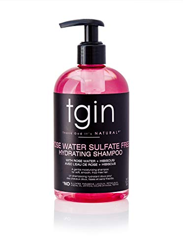 Thank God It's Natural tgin Rose Water Sulfate-Free Hydrating Shampoo for Curly, Coily and Wavy Hair, with Rose Water and Acai Berry, Moisturizes Low Porosity Hair, 13 oz