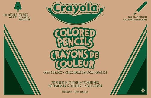 Crayola Colored Pencils Classpack (240ct), Must Have Classroom Supplies for Teachers, Bulk Colored Pencils for School, 12 Colors