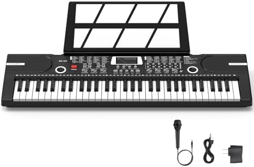 61 keys keyboard piano, Electronic Digital Piano with Built-In Speaker Microphone, Sheet Stand and Power Supply, Portable piano Keyboard Gift Teaching for Beginners