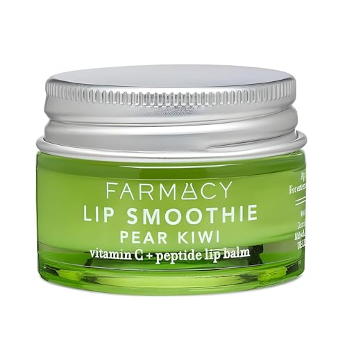 Farmacy Peptide Lip Balm - Lip Smoothie Hydrating Lip Balm with Vitamin C to Visibly Plump + Smooth Lip Lines - Nourishing Lip Treatment with a High-Gloss Finish - Pear Kiwi (10g)