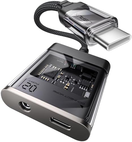 JSAUX USB C to 3.5mm Headphone and Charger Adapter, 2 in 1 Type C to Aux Audio Jack Hi-Res 32bit/384kHz DAC and PD 60W Fast Charging for iPhone 16 15 Pro Max, Samsung Galaxy S24/S23/S22, Pixel, iPad