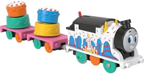 Thomas & Friends Motorized Toy Train, Wobbly Cake Thomas Engine with Cargo Cars & Pieces for Pretend Play Preschool Kids Ages 3+ Years