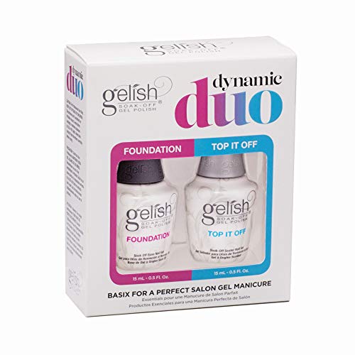 Gelish Dynamic Duo - Foundation Base Gel & Top It Off Sealer Gel Set, Long-lasting, High-Shine Finish for Gel Manicures, Cures Fast in LED/UV Light, No Chips, Soak-Off, 15mL Each