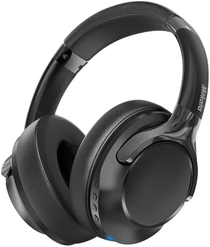 Bluetooth 5.3 Headphones Over Ear 68H Playtime 6 EQ Wireless Headset with Microphone HiFi Stereo Foldable Lightweight Deep Bass for Travel Home Office Cellphone Black