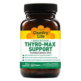 Country Life Thyro-Max Support, Rapid Release, Key Ingredients for Thyroid Health, 60 Tablets, Certified Gluten Free, Certified Vegan