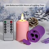 yunsheng Flameless Advent Candles Purple and Pink, 4 Inch Battery Operated LED Advent Pillar Candles with Remote Timer, 350+ Hours Long Lasting Candles for Christmas Advent Rituals and Wreath,Set of 4