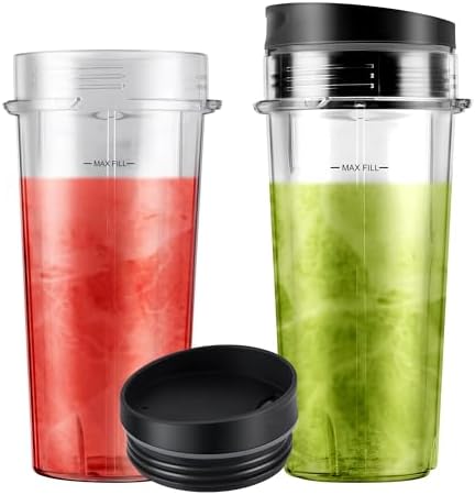 2-Pack 16oz Ninja Blender Replacement Cups with Sip Lids, Blender Replacement Parts Compatible with Nutri Ninja Blender BL770 BL780 BL660