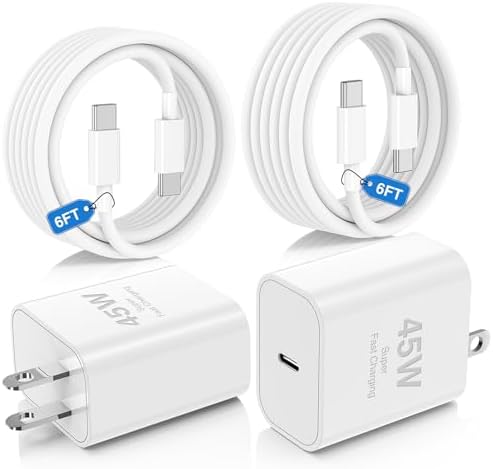 45W Charger for iPhone 16 15 Pro Max Fast Charging 6FT, iPhone 16 15 Plus Charger Cord with USBC Charger Block for MacBook Air 13/11 inch M1/M2,2022 2020 2019 2018 2017 Laptop,iPad Pro/Air