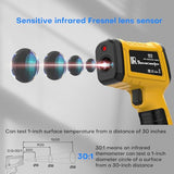 Surpeer Infrared Thermometer pyrometer Temperature Gun -50°F to 2552°F, 30:1 Distance Ratio, Laser IR Temp Gun for Cooking, Pizza Oven, Engine, Kilns, Forges, Industry, and Home Repair