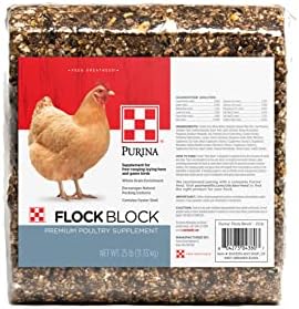 Purina Flock Block Supplement, Chicken Supplement for Free-Ranging Laying Hens and Game Birds, Whole Grains, Oyster Shell, 25 lbs