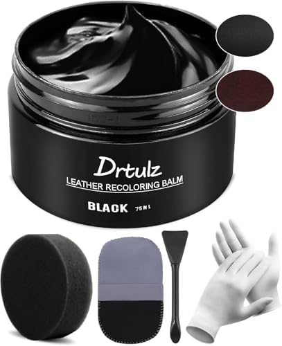 Black Leather Recoloring Balm, Leather Color Restorer Conditioner, Leather Repair Kits for Vinyl Furniture, Sofa, Car Seats, Shoes - Repair Leather Color on Faded & Scratched Leather Couches