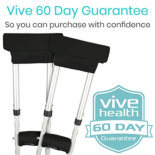 Vive Premium Crutch Pads & Hand Grips - Comfortable, Breathable, Machine Washable Padding - Moisture Wicking & Odor Reducing Pillow Accessory Covers for Adult & Youth Walking Crutches