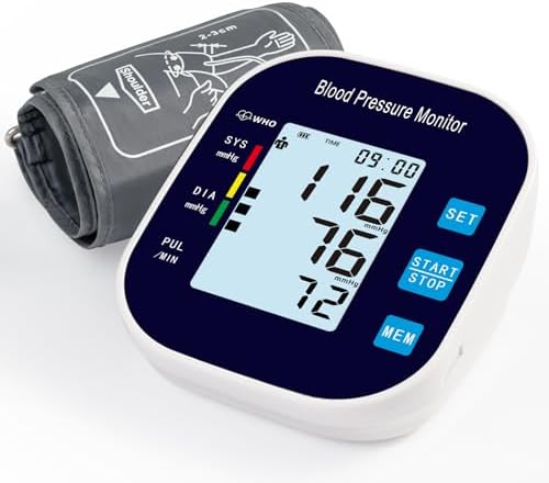 Blood Pressure Monitors, Automatic Upper Arm Blood Pressure Machines for Home Use with Large Cuff Adjustable BP Machine for Adult Elderly BSX583 (Navy Blue)