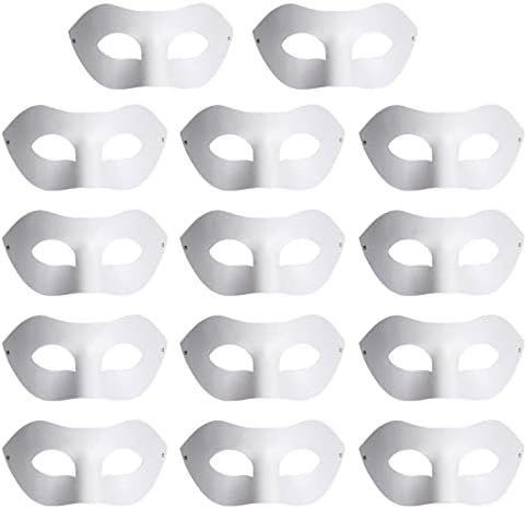 Yookat 14-Piece Paper Art Masks - White Craft Masks, Paintable, Mardi Gras Masquerade