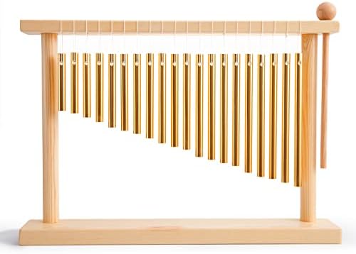 ENNBOM 20 Note Chime Table Top Bar Chime Wind Chime 20 Bars Instrument Percussion with Mallet (Gold)