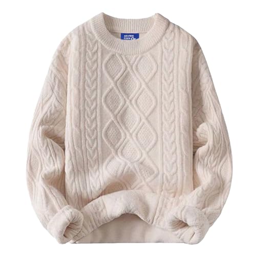 Aelfric Eden Oversized Sweater 90s Vintage Heavy Knitted Sweater Long Sleeve Sweater Women Woven Crewneck Pullover White