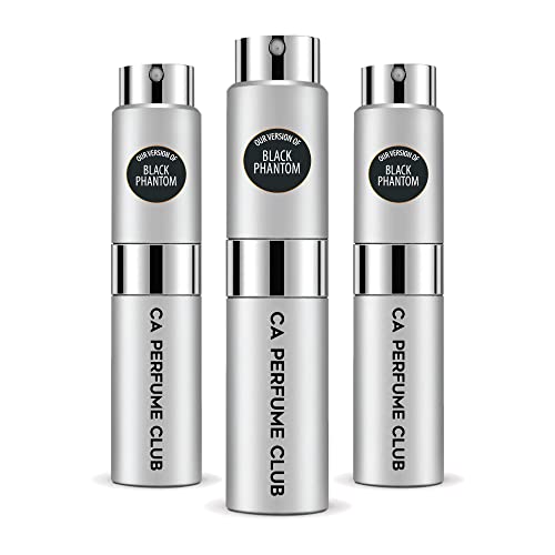 CA Perfume Club Impression of By Kln Black Phantom For Women & Men Replica Version Fragrance Dupes Concentrated Long Lasting Eau de Parfum Spray Refillable Atomizer Bottle 0.27 Fl Oz-X3