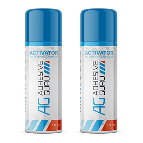 Adhesive Guru CA Glue Accelerator Spray (2 x 3.38 fl oz) Aerosol Activator for Super Glues - It is not a Glue by Itself - 2 Pack