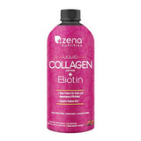 ZENA FIT NUTRITION Zena Liquid Collagen 30 FL Oz for Women & Men, Collagen Peptides + Biotin 5000mcg, Verisol Collagen 2500mg, Sugar & Gluten Free, Berry, 90 Servings