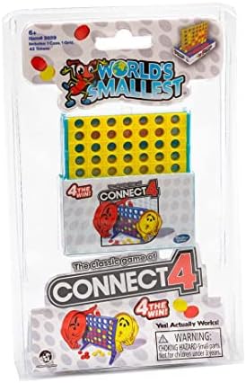 World's Smallest Connect 4 Board Game, Miniature Classic Game with Grid, Case & Tokens, Fun for All Ages, Family Games for Kids, Perfect for Stocking Stuffers, Easter Baskets, Party Favors, Ages 6+