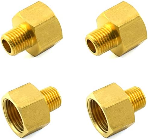 SDTC Tech 4-Pack Brass Pipe Fitting 1/4" NPT Male to 1/2" NPT Female Reducer Adapter