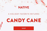 Native Deodorant - Paraben Free Aluminum Free - Candy Cane - Full Size 2.65 OZ 75 G (Candy Cane)