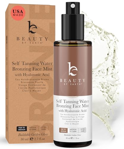 Self Tanning Face Mist - USA Made with Natural & Organic Ingredients, Sunless Tanning Spray for Fake Tan, Facial Water Spray for Streak-Free Tan, Face Tanner Mist for Natural Glow