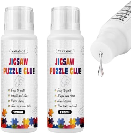 YAKAMOZ Updated Jigsaw Puzzle Glue with New Sponge Head for Adults and Children Clear Water-Soluble Special Craft Puzzle Glue Quick Dry for 1000/1500/3000 Pieces of Puzzle,240ML