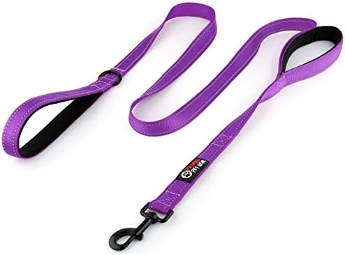 Dog Leash 6ft Long,Traffic Padded Two Handle,Heavy Duty,Reflective Double Handles Lead for Control Safety Training,Leashes for Large Dogs or Medium Dogs,Dual Handles Leads(Purple)