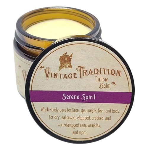 Vintage Tradition Beef Tallow All Purpose Balm – Healing, Hydrating Fragrant Forest Skin Care Salve Replaces Body Lotion, Hand Cream, More – Essential Oil, Olive Oil, and Grass-Fed Tallow, 2 fl oz.
