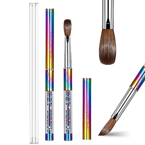 Acrylic Nail Brush Size 8, 100% Real Kolinsky Art Nail Brush for Acrylic Powder Application, Handmade Women Manicure Nail Extension Tool for Professional DIY Home Salon and Beginners