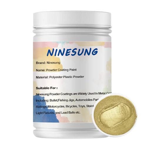 Powder Coating Powder | Powder Coat Perfect for Metal Surfaces | Car Paint | Building Materials | Powder Paint for Steel Structures, Factories, Buildings, Playgrounds, Gardens (Gold, 16 oz)