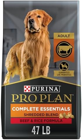 Purina Pro Plan Complete Essentials Shredded Blend Beef and Rice Dog Food Dry Formula with Probiotics for Dogs - 47 lb. Bag
