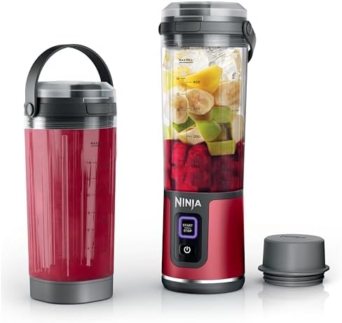 Ninja Blast Portable Blender & Accessories, Cordless, 18oz. Vessel, Personal Blender for Shakes & Smoothies, Leakproof Lid & Sip Spout, USB-C Cord, Dishwasher Safe Parts, BPA Free, Red, CL155ARD