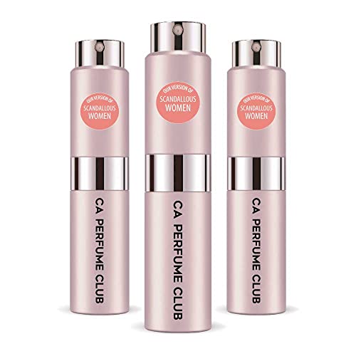 CA Perfume Impression of Jean P. Guiltier Scandalous For Women Replica Version Fragrance Dupes Concentrated Long Lasting Eau de Parfum Spray Refillable Atomizer Bottle 0.27 Fl Oz-X3