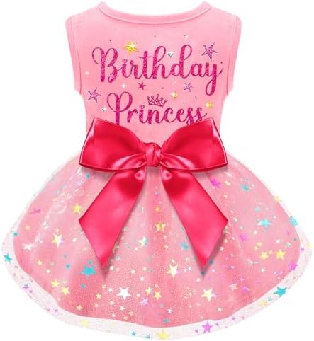 Dog Birthday Dress Dog Dress with Bowknot Tulle Birthday Princess Dog Clothes for Small Medium Large Dogs Girls Boys Cats Outfit Apparel