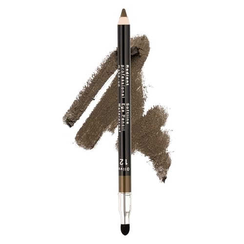 Radiant Professional Waterproof Eyeliner Pencil - Eyeliner Waterproof Smudge Proof for Woman - Long Lasting Under Eye Pencil for Smoky Eye - Soft Waterline Eyeliner with Smudger Tool Olive (12)