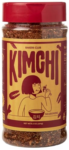 Bakers Club 6.5oz Korean Kimchi Seasoning Powder - Fried Rice, Stir Fry, Popcorn, Ramen Soup, Barbecue Dry Rub for Meats, Pork, Fish, Shrimp & Vegetables - Spicy, Fiery and Tangy Authentic Spice Blend Made with Gochugaru Peppers and Garlic