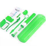 ZKSMNB Orthodontic Care Kit, Braces Kit, Portable Orthodontic Cleaning Kit, V-Brush Oral Mirror Interdental Brush Dental Floss Dental Wax Oral Care Travel 8-Piece Set (Green)