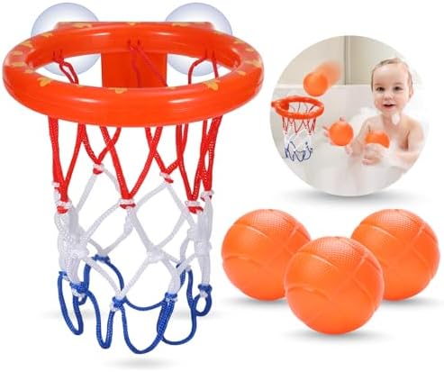 Bath Toys - Bathtub Basketball Hoop for Kids Toddlers - Bath Toys Shower Toys for Kids Ages 4-8,Suction Cup Basketball Hoop & 3 No Hole Balls Set for Boys Girls