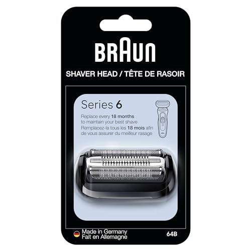 Braun Series 6 Electric Shaver Replacement Head with Sensitive Skinguard, Easily Attach Your Shaver Head, Compatible with New Generation Series 6 Shavers, 64B, Black