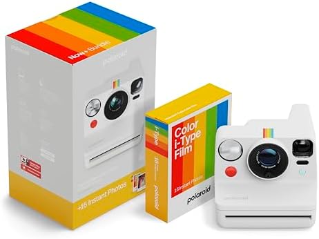 Polaroid Now+ 3rd Generation I-Type Instant Camera + Film Bundle - Now+ Bluetooth App Controlled White Camera + 16 Color Photos (6562)